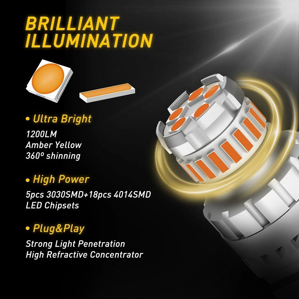 AUXITO 3157 3156 LED Amber Yellow Turn Signal DRL Side Marker Light Bulbs EOA AUXITO