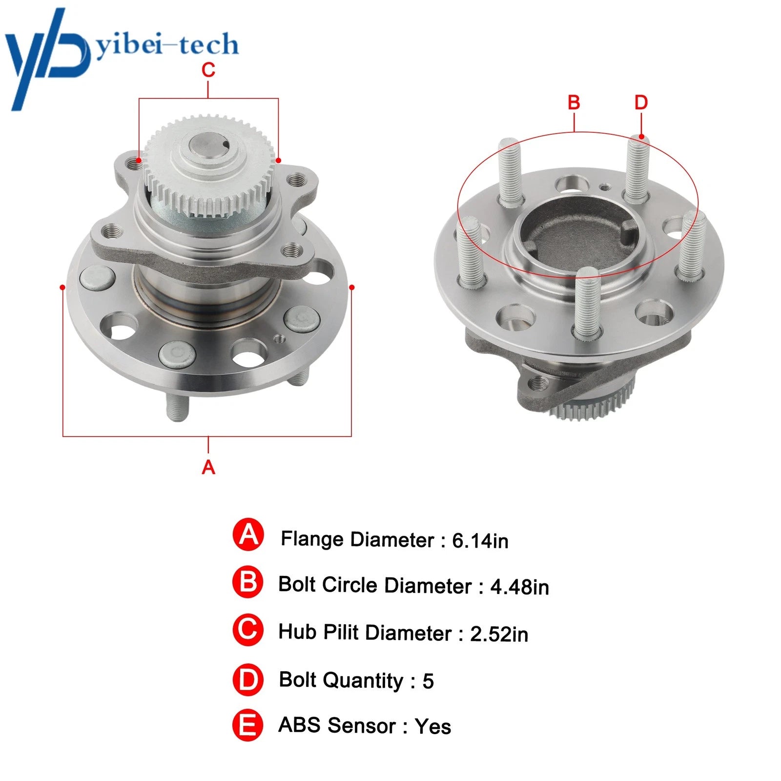 Rear Wheel Bearing and Hub For Kia Optima Magentis Hyundai Sonata 2007 2008 2009 6B93BC-57