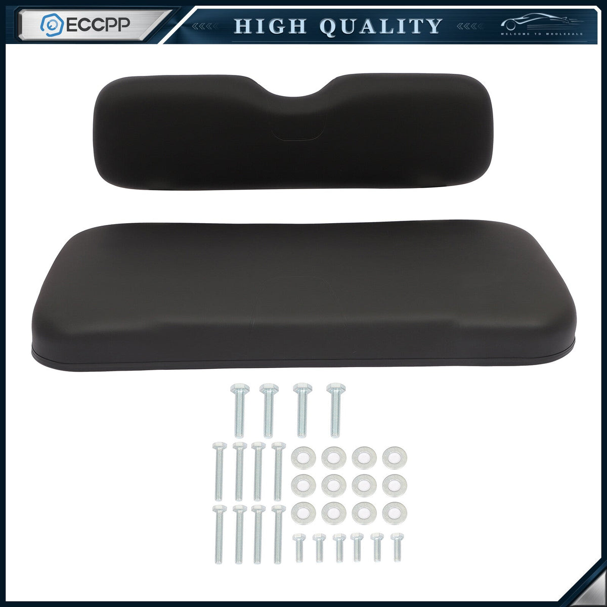 Black Golf Cart Front Cushion Set Fits EZGO RXV 6B93BC-57