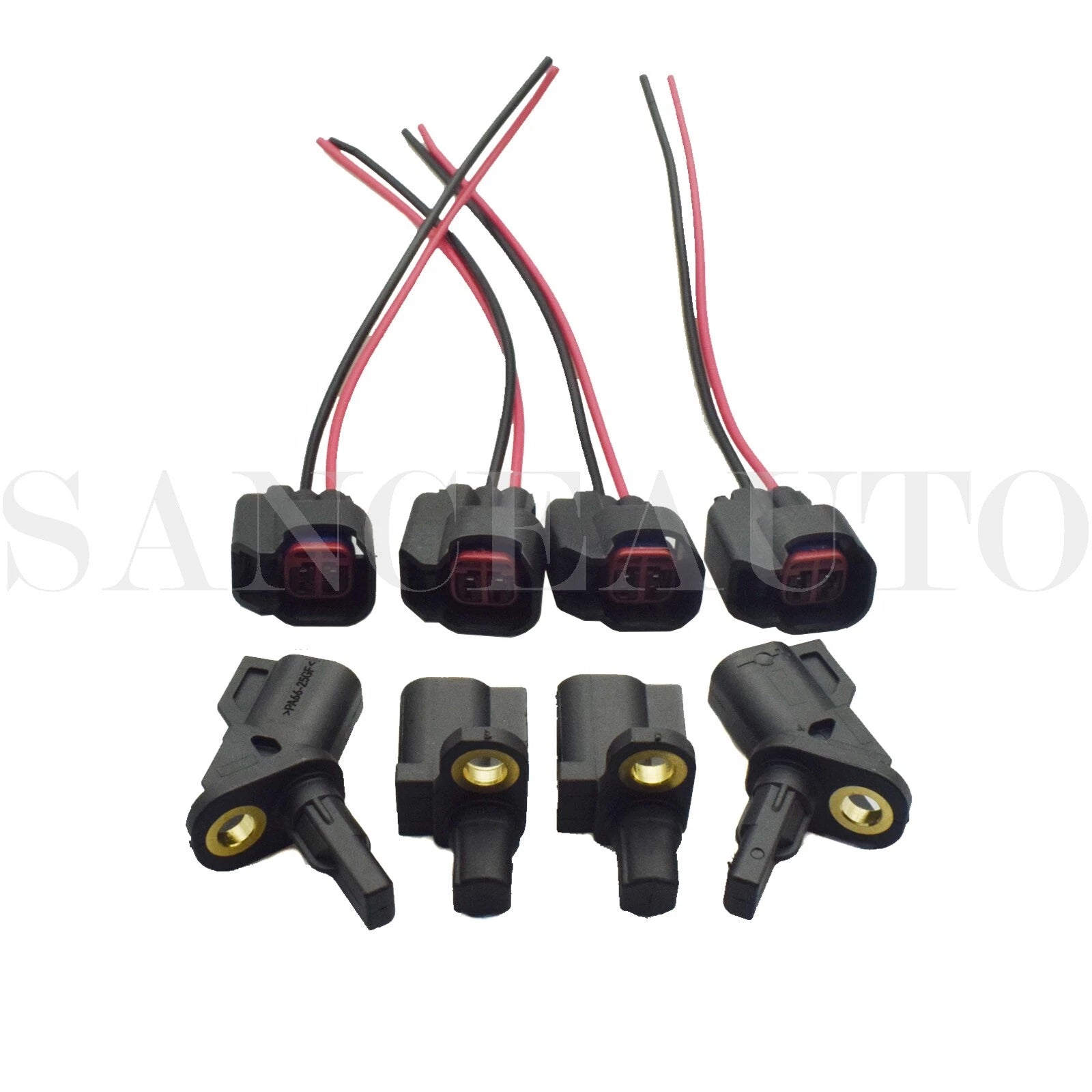 4pc ABS Wheel Speed Sensor W/ Connector Front Rear For Ford Jaguar Lincoln Volvo 6B93BC-57