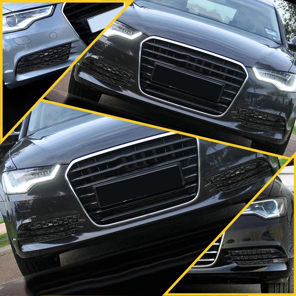Pair Front Bumper Grill Fog Light Lamp Cover Trim For 2012-2015 Audi A6 C7 Sedan 6B93BC-57