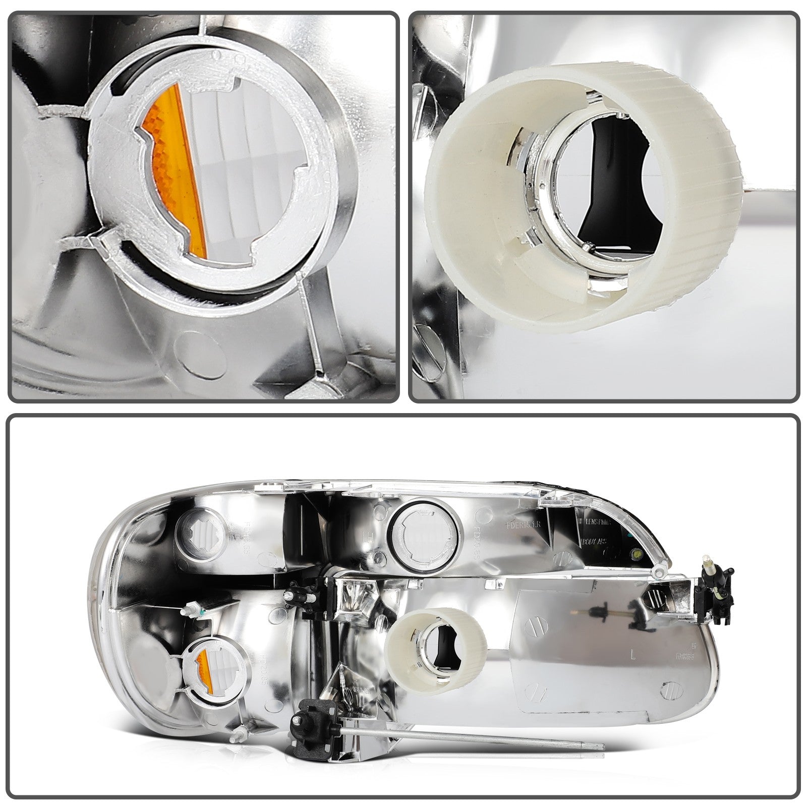 ECCPP Headlights Assembly For Ford Explorer 4.0L 5.0L 1995-2001 Pair Chrome 6B93BC-57