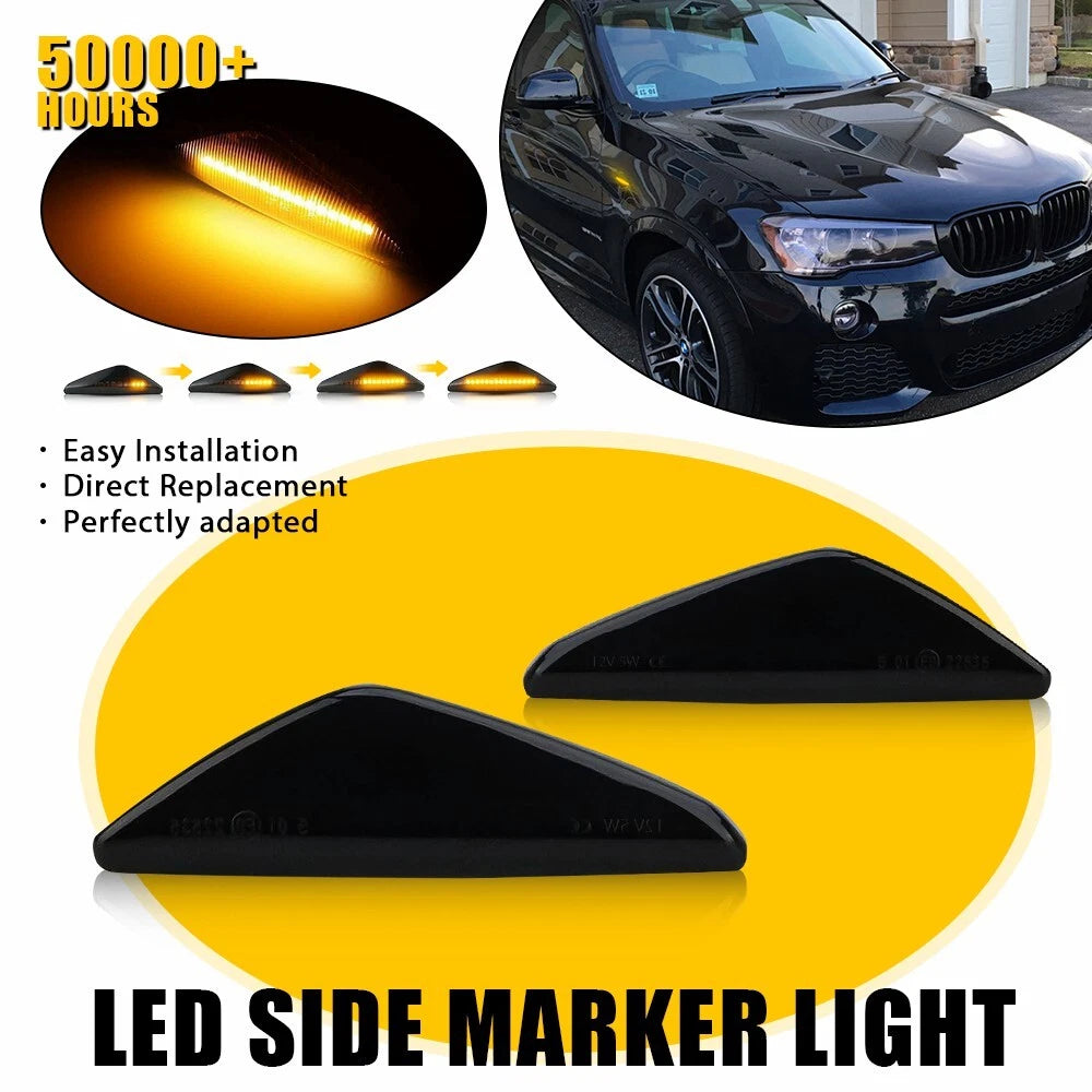 2X Dynamic Blink Fender LED Side Marker Light For BMW X3 F25 X5 E70 X6 E71 E72 A 6B93BC-57