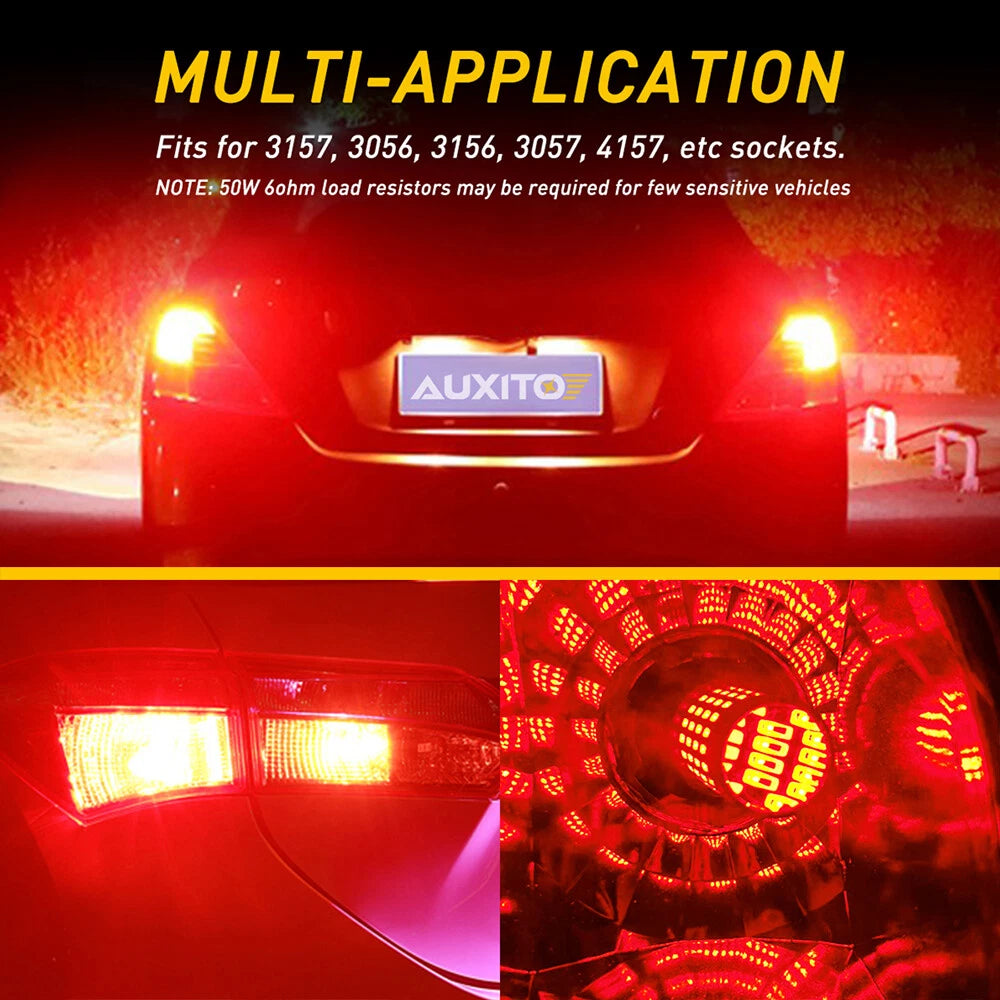4X AUXITO Red 3157 3156 LED Tail Brake Stop Backup Indicator Light Bulbs DRL EOA AUXITO