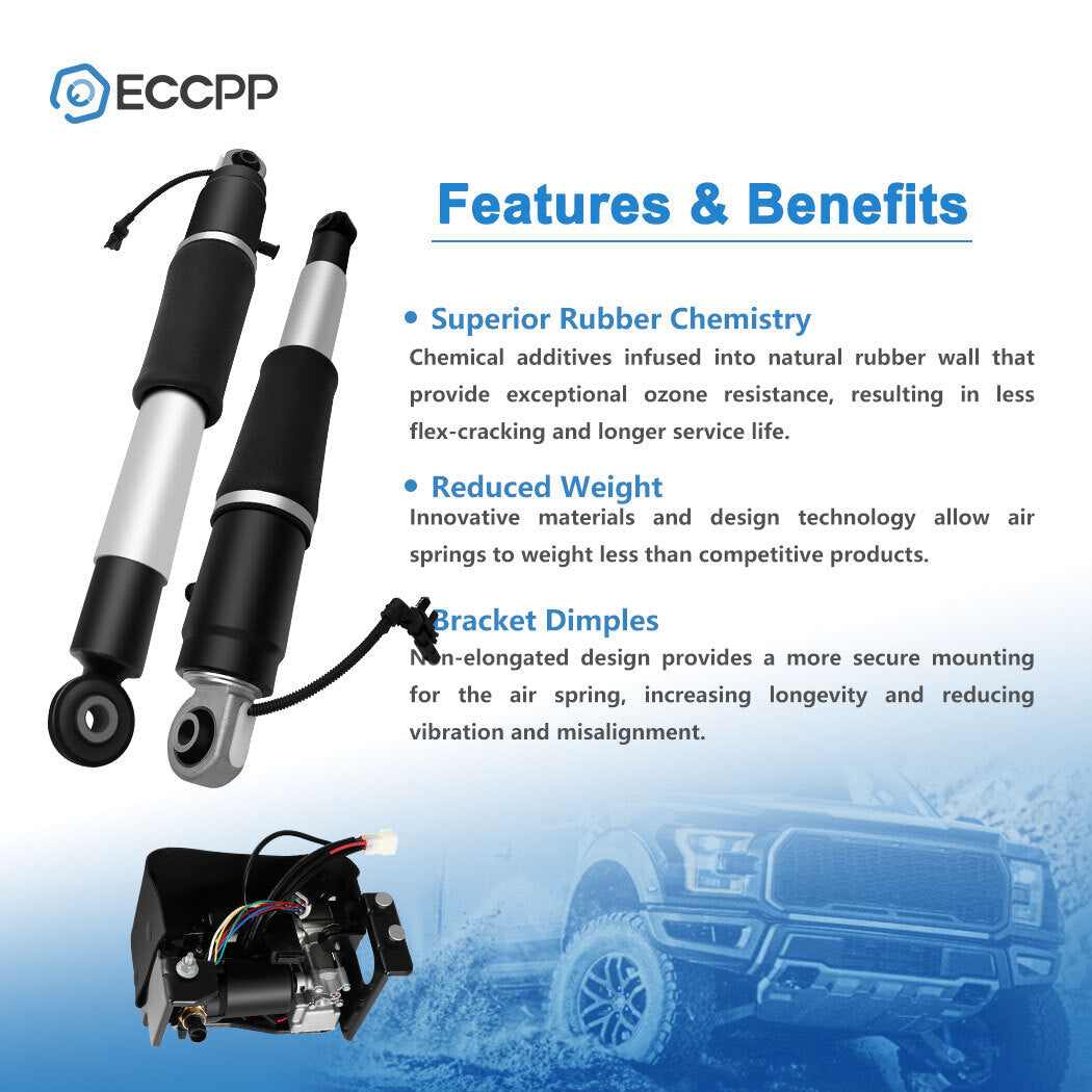 3PCS Rear Air Suspension shock + Compressor For Cadillac Escalade Yukon 15-2019 6B93BC-57