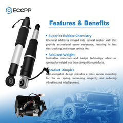 3PCS Rear Air Suspension shock + Compressor For Cadillac Escalade Yukon 15-2019 6B93BC-57