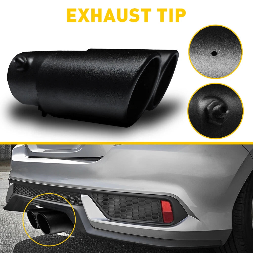 Black Car Stainless Steel Dual Exhaust Pipe Muffler Tip Tail Burnt Titanium EOA 6B93BC-57