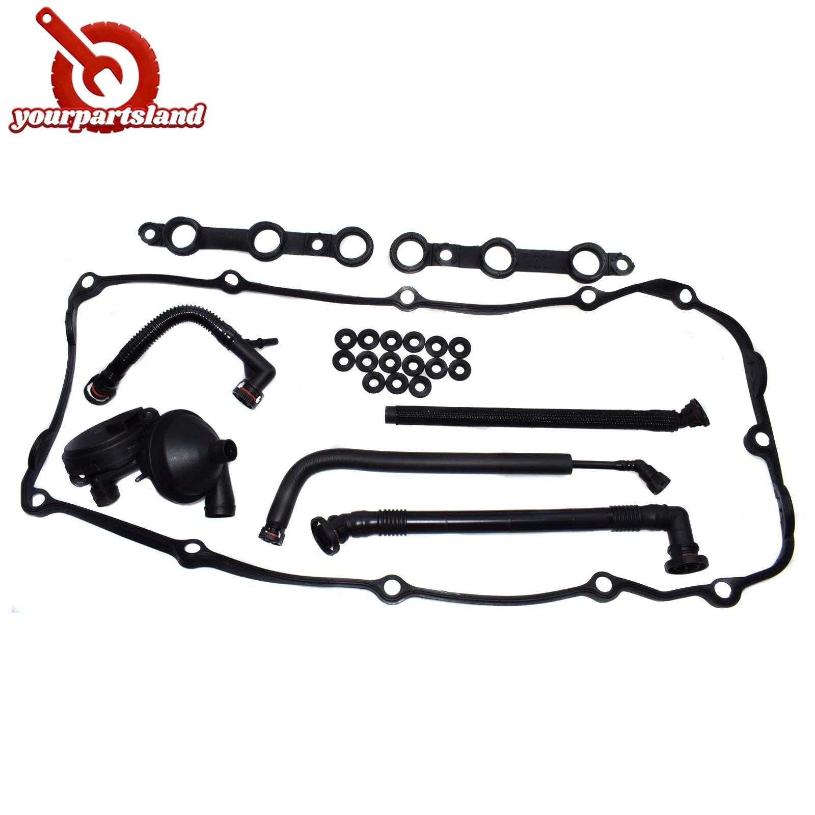 PCV Crankcase Vent Valve Breather Hose & Valve Cover Gasket Kit For BMW E46 325i 6B93BC-57