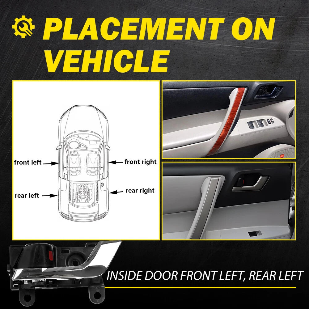 Interior Door Handle For 2008-2013 Toyota Highlander Front Driver Silver lever A 6B93BC-57