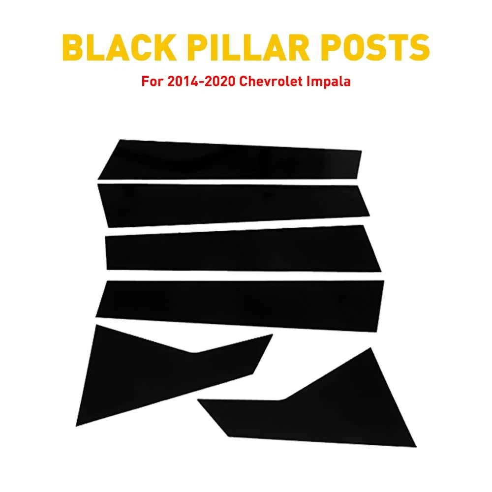 For 2014-2020 Chevy Impala Glossy Black Pillar Posts 6pcs Set Door Trim Cover 6B93BC-57