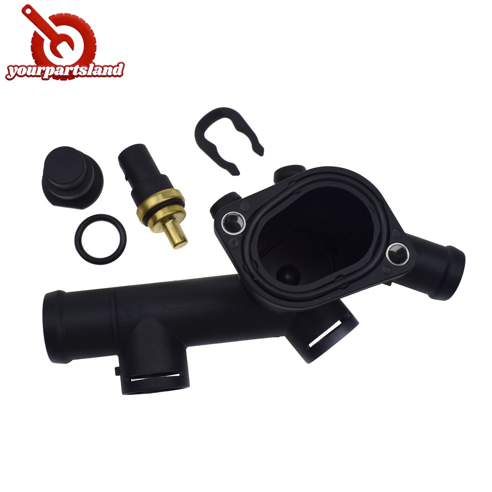 For 98-05 VW BEETLE 2.0L Coolant Hose Flange w/ Sensor 06A121132C, 059 919 501A 6B93BC-57