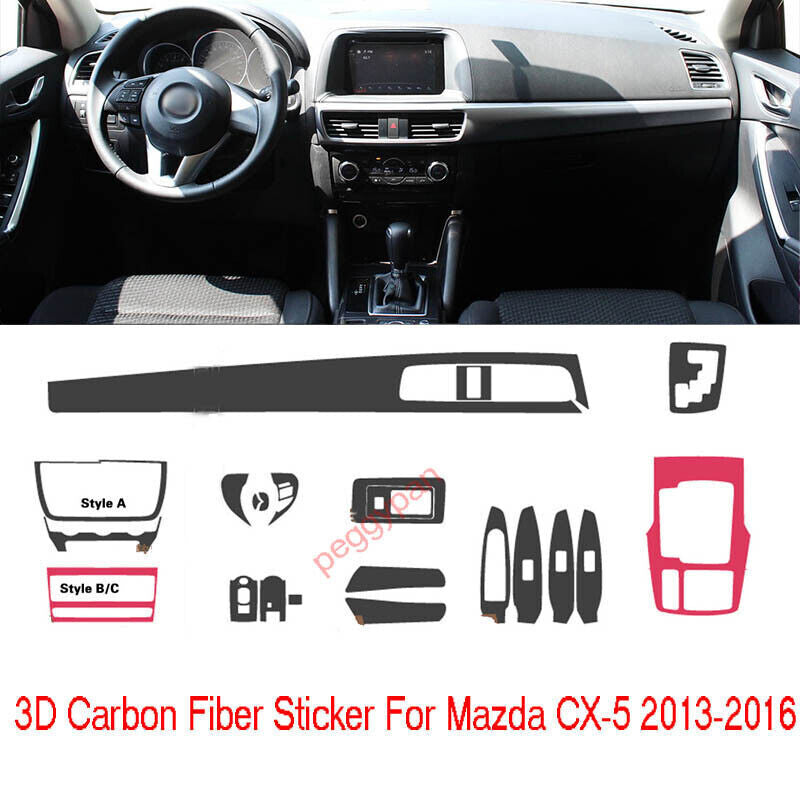 Interior Center Console Carbon Fiber Molding Sticker Decals For Mazda CX-5 13-17