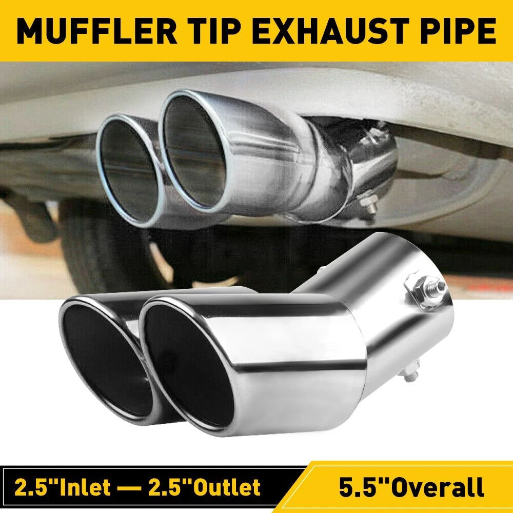 Car Rear Dual Exhaust Pipe Tail Tip Muffler Auto Accessories Replace Kit Chrome 6B93BC-57