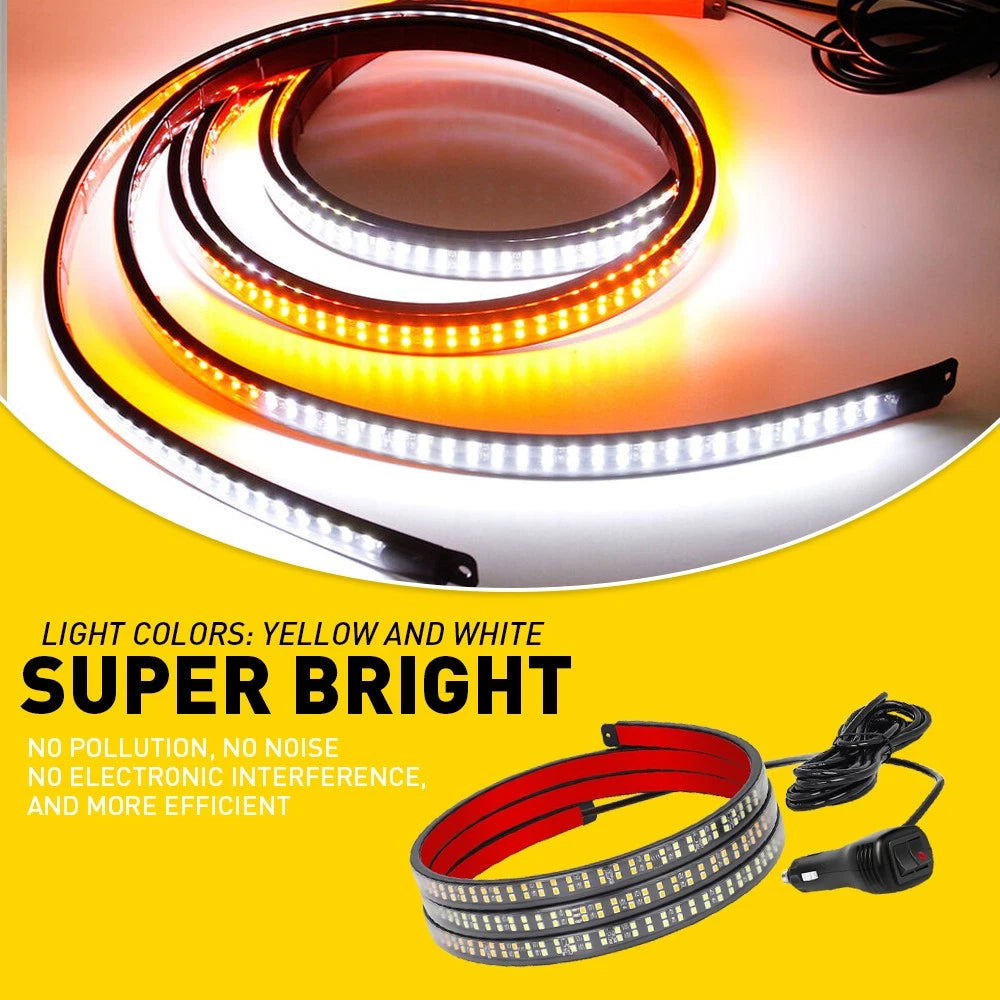 2x 60" Emergency Truck Tailgate Strobe Lights Strip Tail Light Bar Amber White A 6B93BC-57