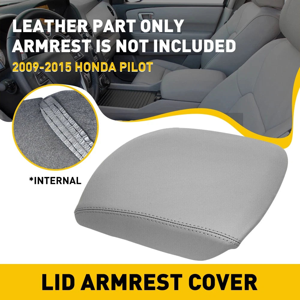Fits 2009-2015 Leather Pilot Honda Center Console Armrest Cover Lid Skin Gray 6B93BC-57