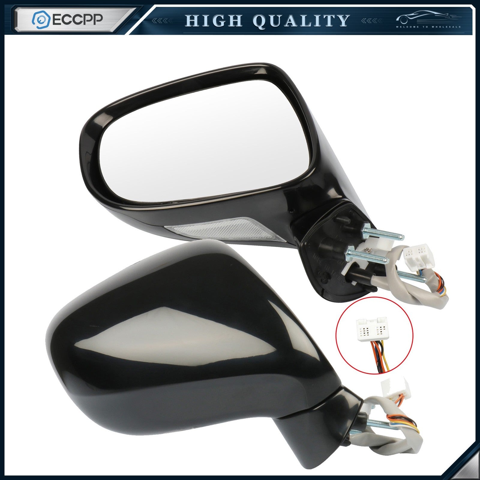 ECCPP For 06-08 LEXUS IS250/350 LH & RH Side Black Foldaway Power Heated Mirrors 6B93BC-57