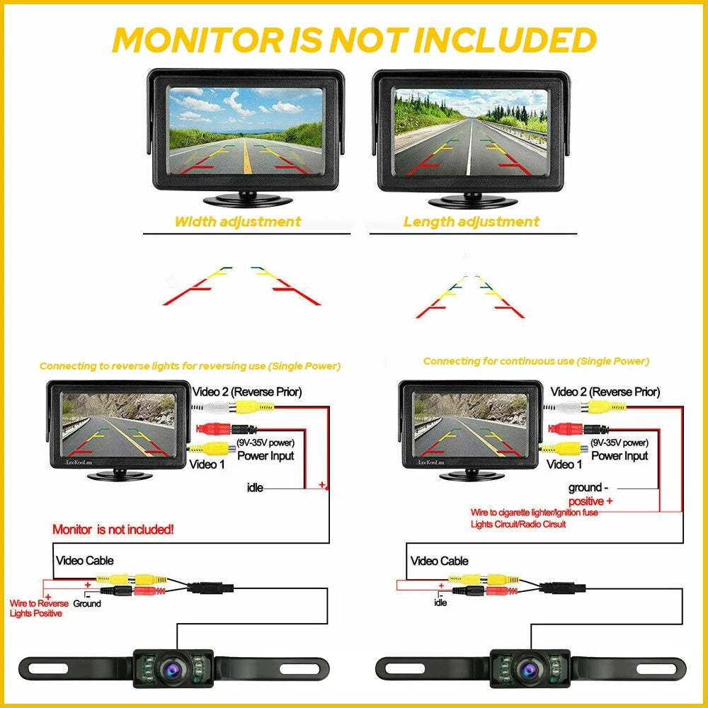 Car Rear View Backup Camera Parking Reverse Back Up Camera Waterproof CMOS 7LED 6B93BC-57