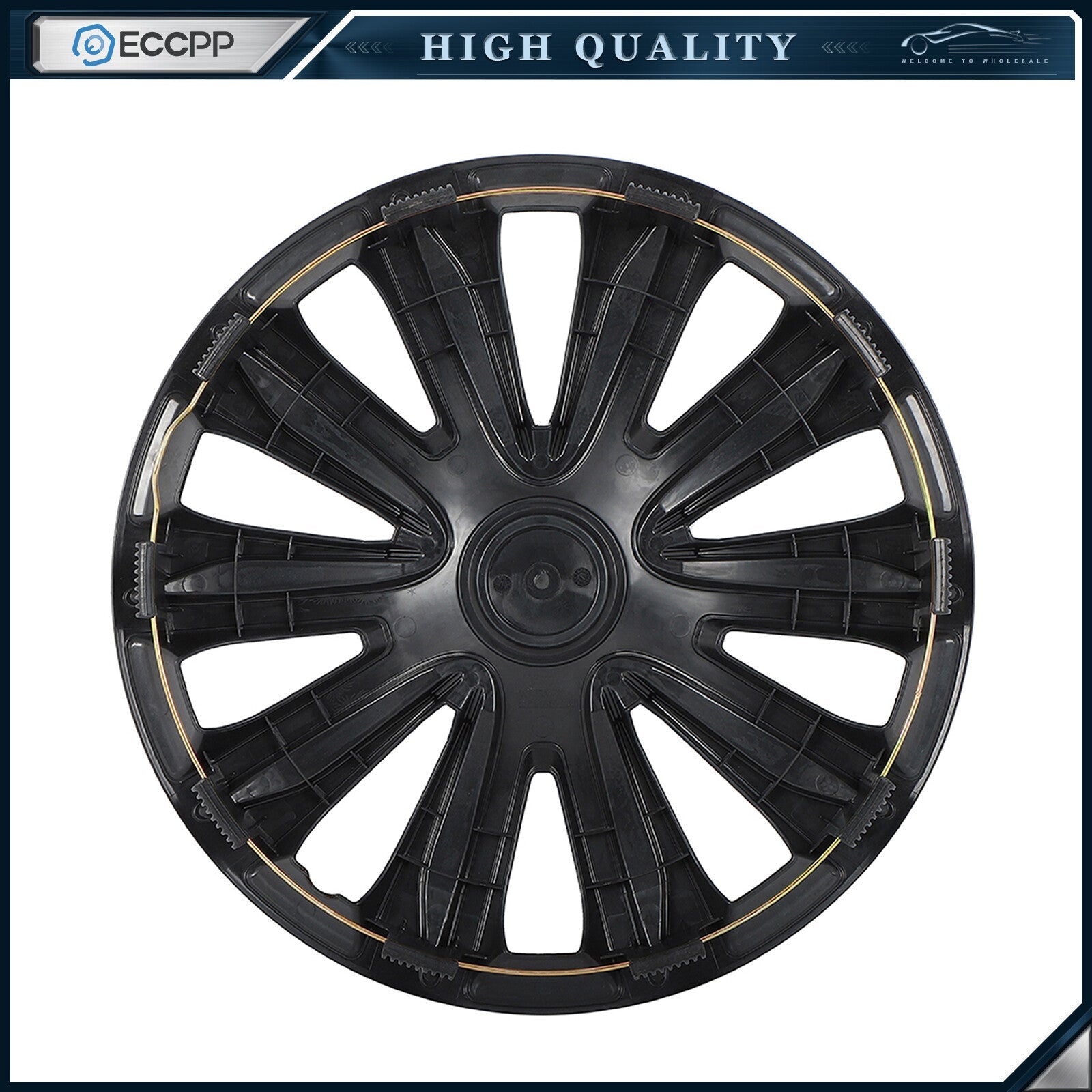 ECCPP 17" Wheel Hub Caps For R17 Tires Wheel Rim Covers Snap-On Silver & Black ECCPP