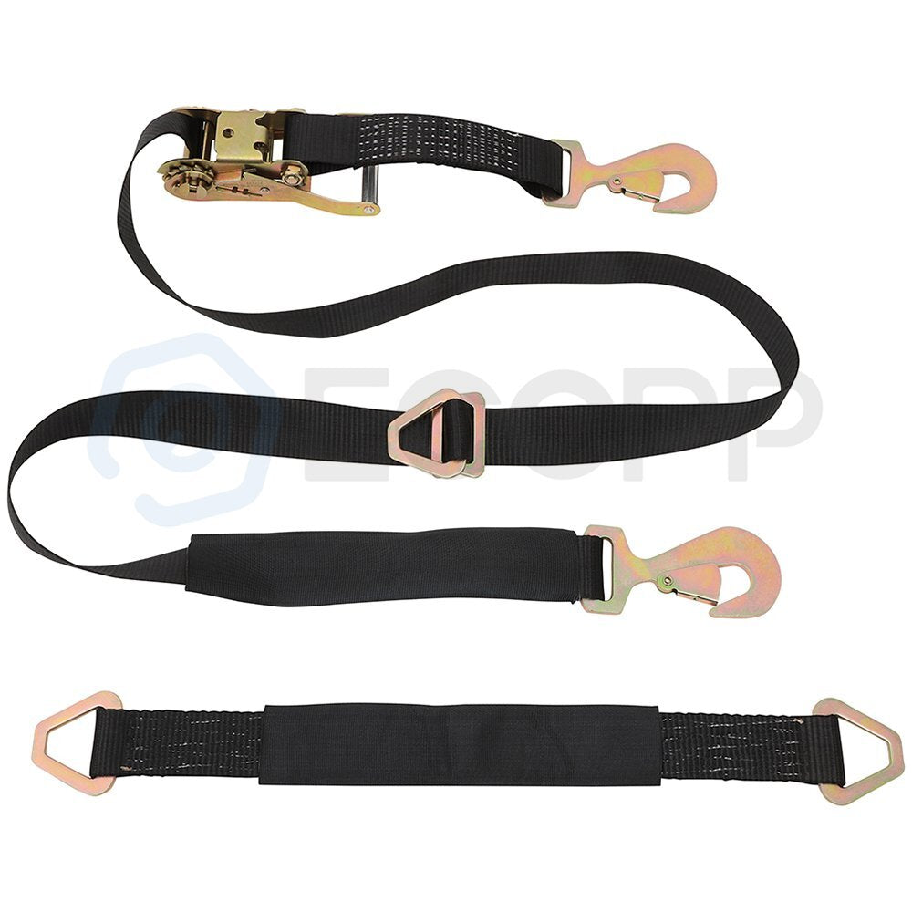 4pcs Axle Straps Car Trailer Hauler Ratchet Tie Down Straps with Snap Hooks 6B93BC-57