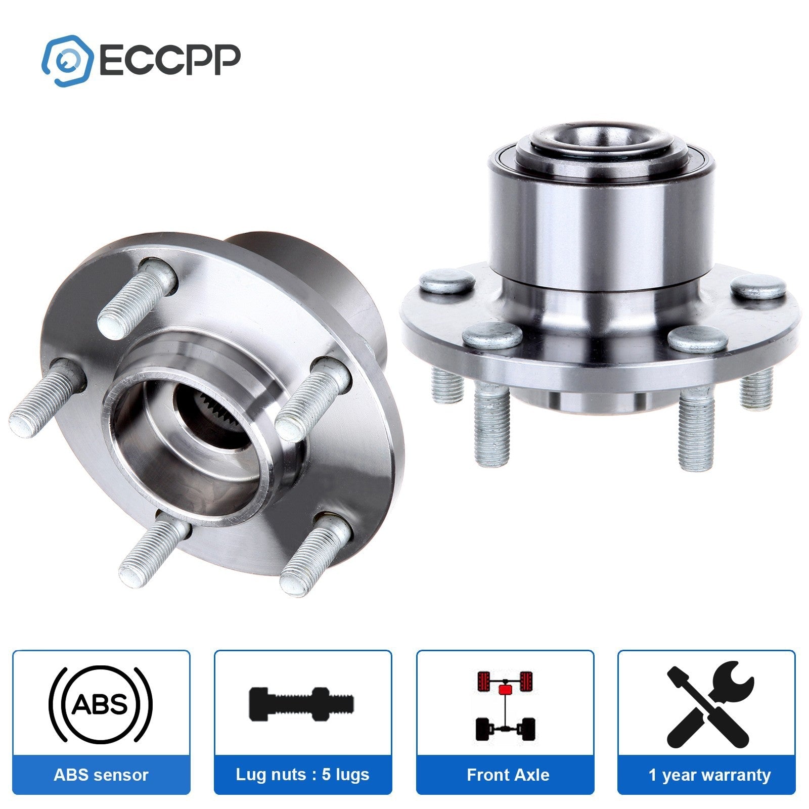 2Pcs Wheel Hub Bearings Assembly Front For Mazda 3 Hatchback 5x4.25 Bolt Pattern 6B93BC-57
