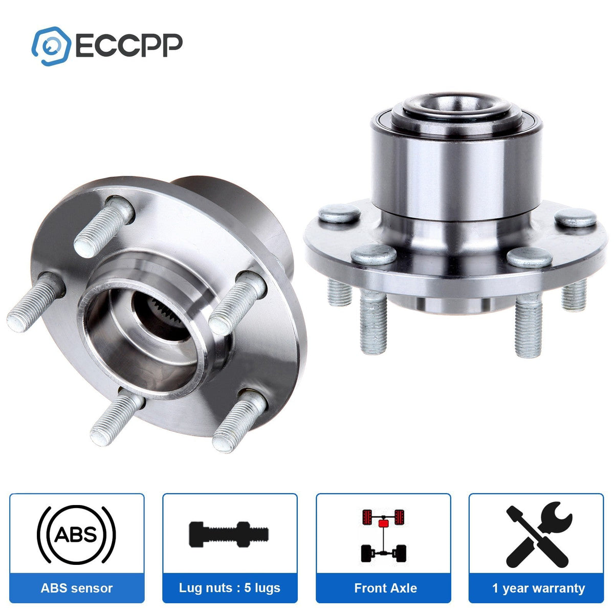 2Pcs Wheel Hub Bearings Assembly Front For Mazda 3 Hatchback 5x4.25 Bolt Pattern 6B93BC-57