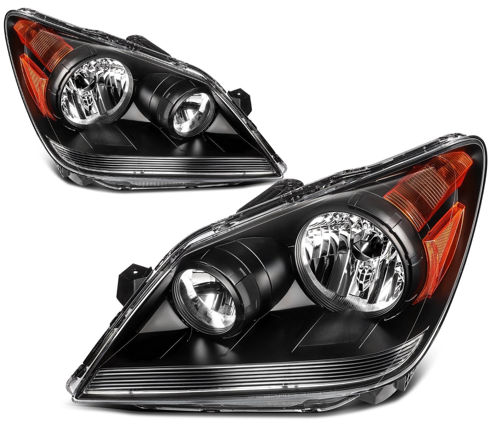 ECCPP Headlights Assembly For Honda Odyssey 3.5L 2008-2010 Pair Kit Black Amber 6B93BC-57
