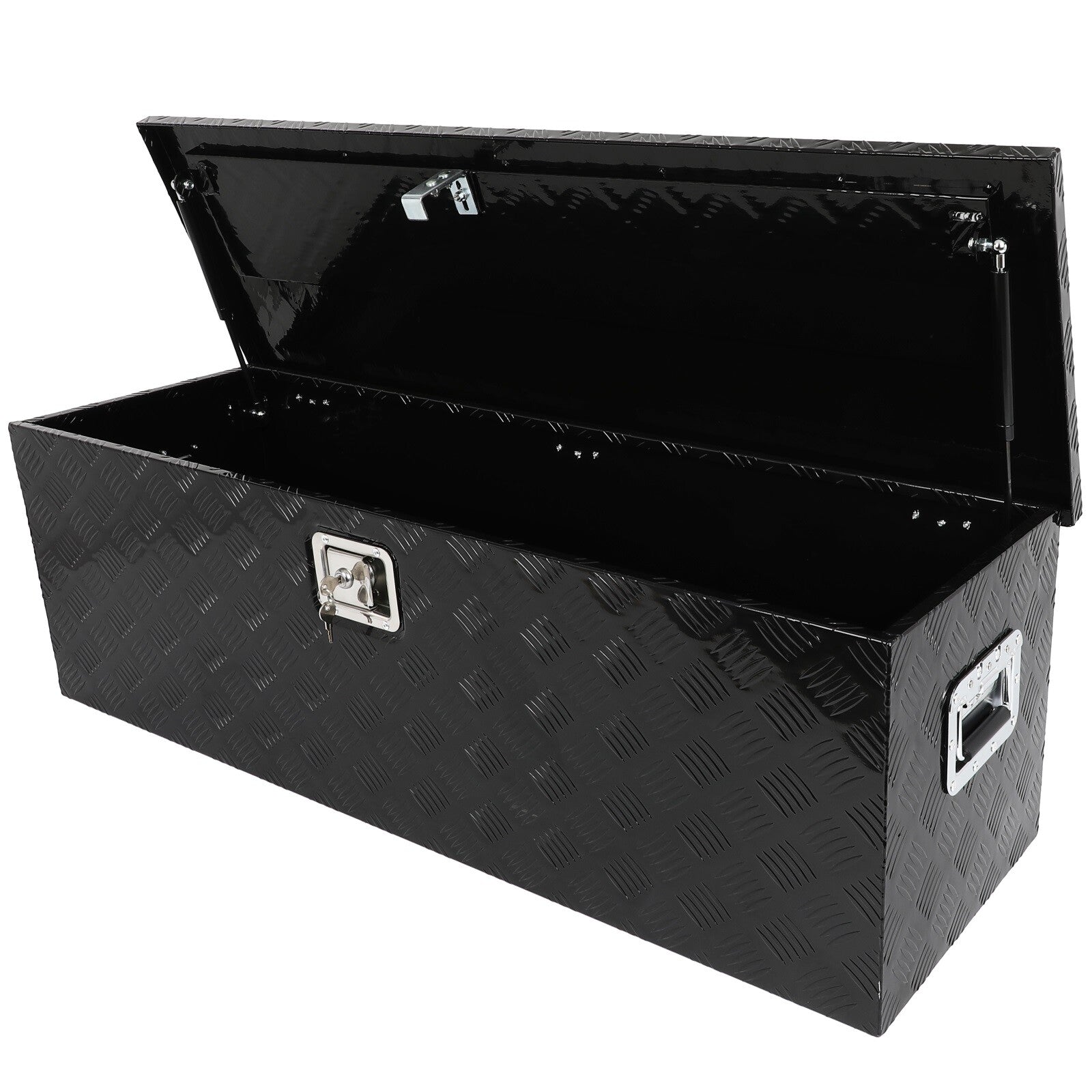 48"X15"X15" BLACK ALUMINUM PICKUP TRUCK TRUNK BED TOOL BOX TRAILER STORAGE+LOCK 6B93BC-57