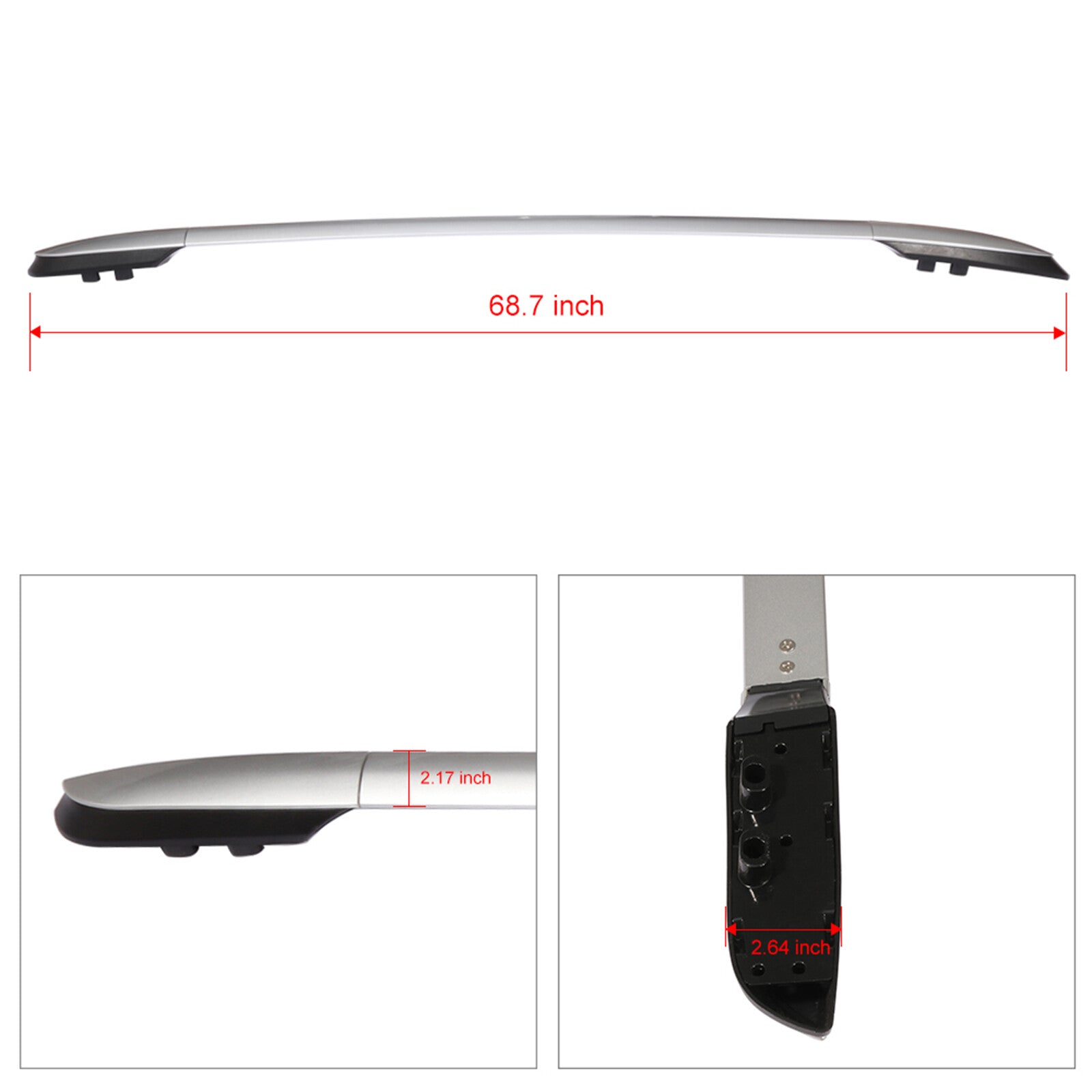 2Pcs Roof Rack Side Rails Cargo Carrier For 2015-2016 Toyota RAV4 4Dr Aluminum 6B93BC-57