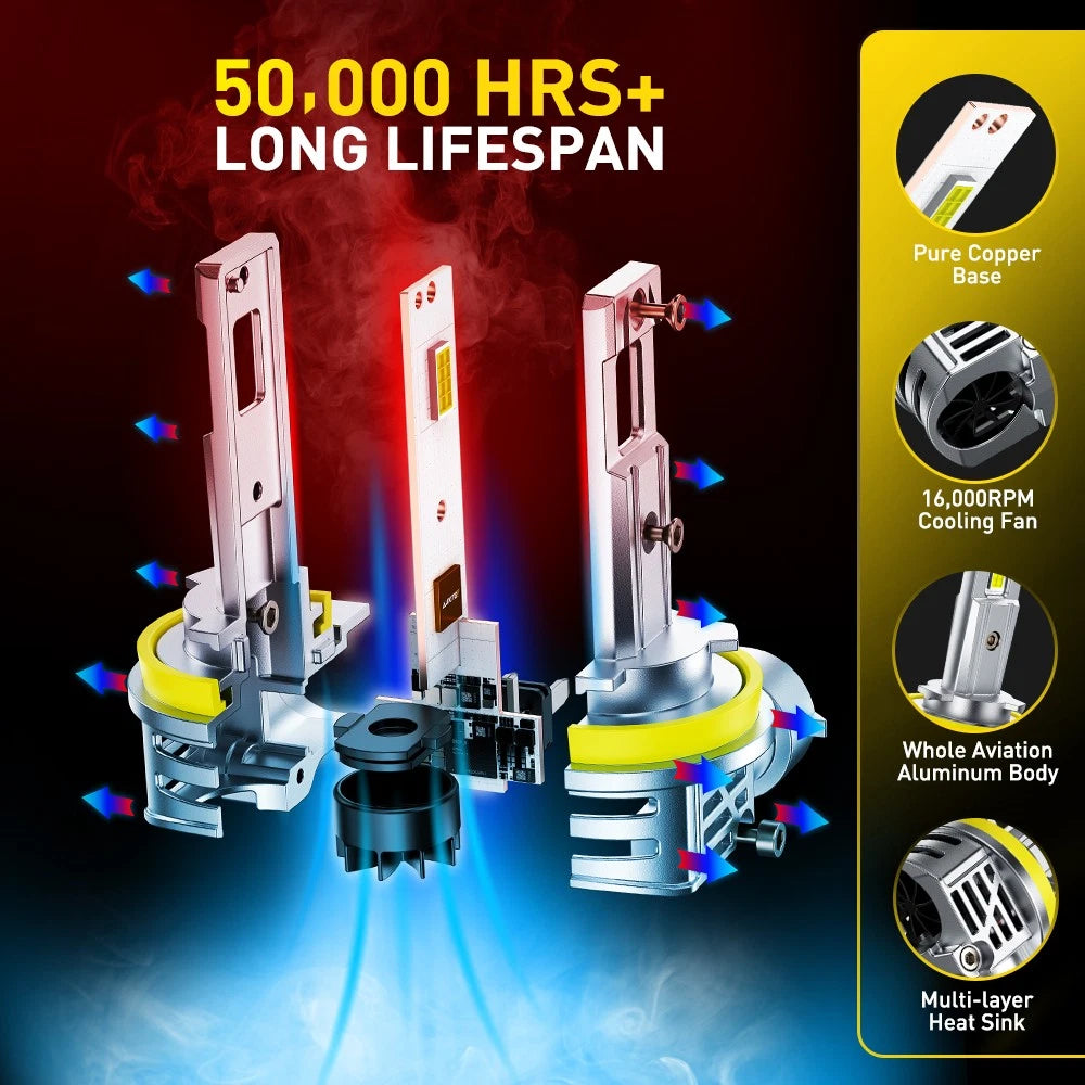 4X Auxito LED Headlight H11 Low Bulb Canbus Kit 60000LM 6500K Ultra Bright M6S A AUXITO