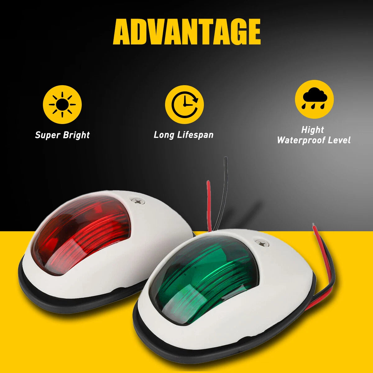 2x LED Navigation Lights Nav Lamp Side Mount Port Starboard Marine Yacht Boat 6B93BC-57