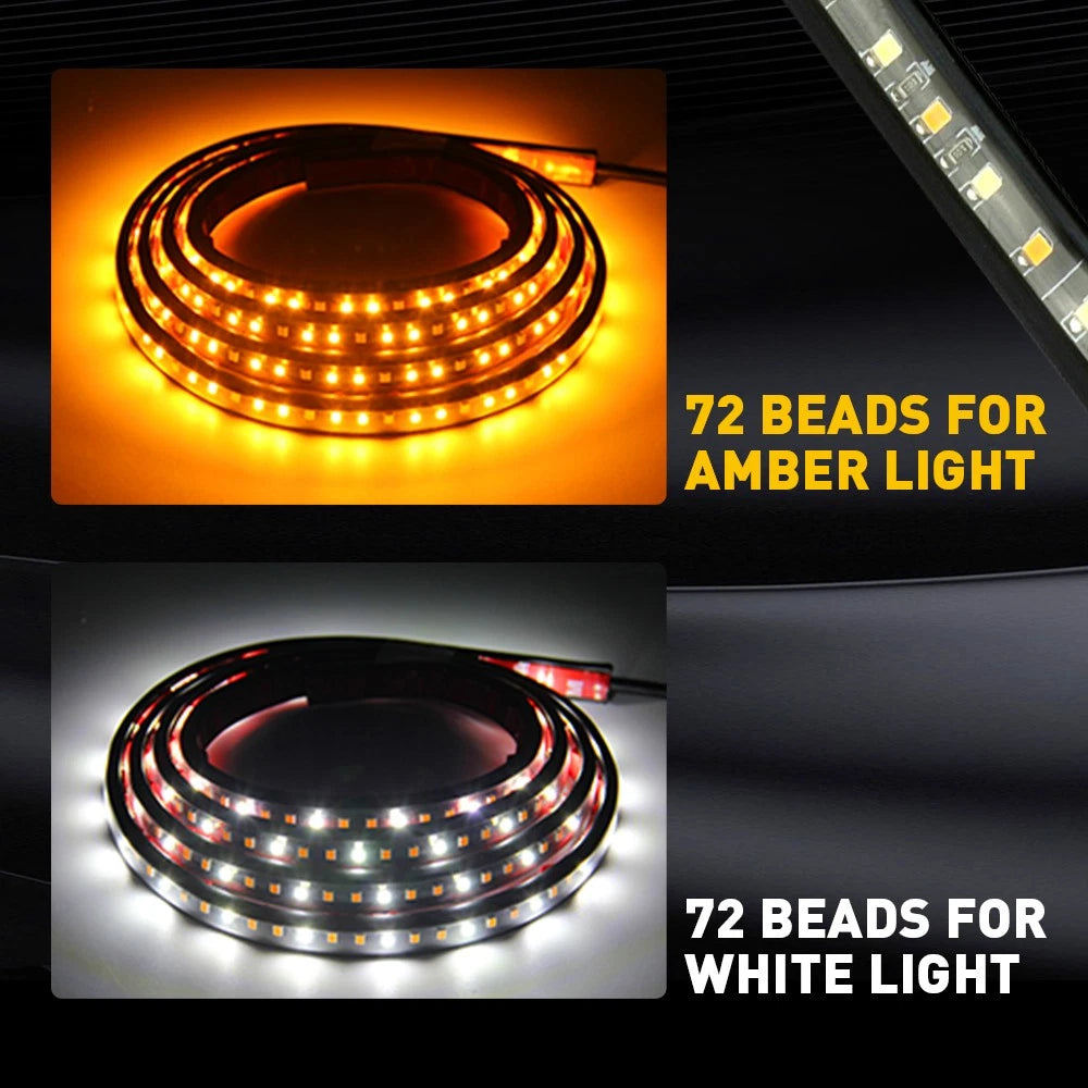 2X 60" Running Board Light LED Side Step Strip Amber White Turn Signal Bar Lamp 6B93BC-57