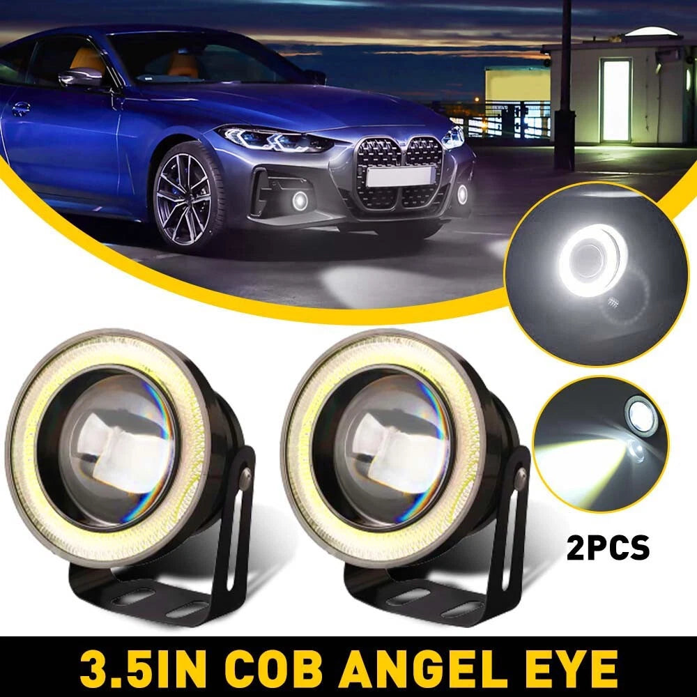 3.5" Car LED Fog Light Projector Driving Lamp Angel Eye Halo Ring DRL White EOA 6B93BC-57