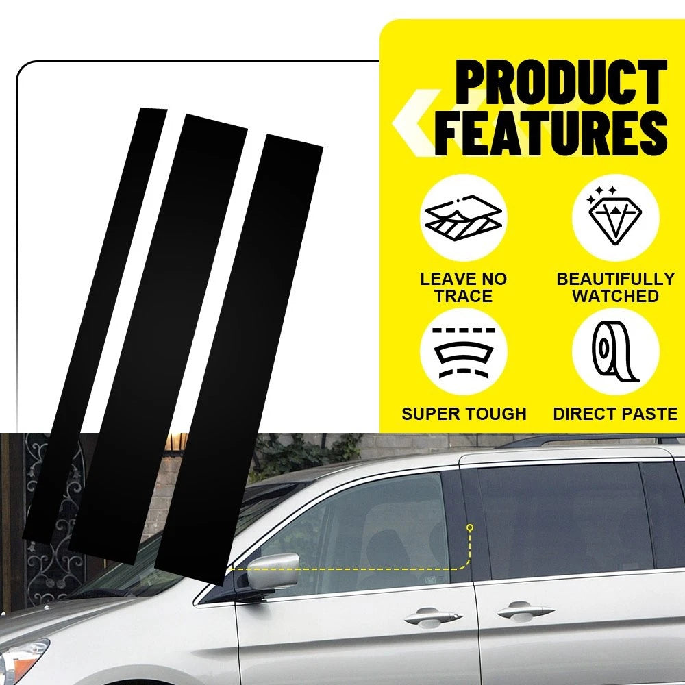6 Pcs Auto Door Trim Pillar Posts Gloss Black Cover For 2005-2010 Honda Odyssey 6B93BC-57