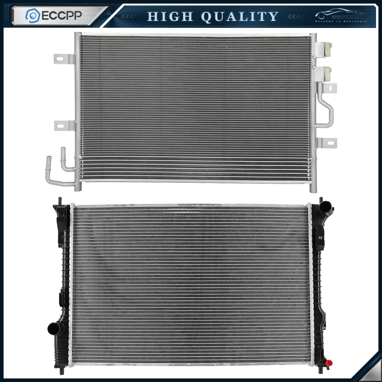 Aluminum Radiator & AC Condenser Cooling Kit For 2013 2014-2018 2019 Ford Flex 6B93BC-57