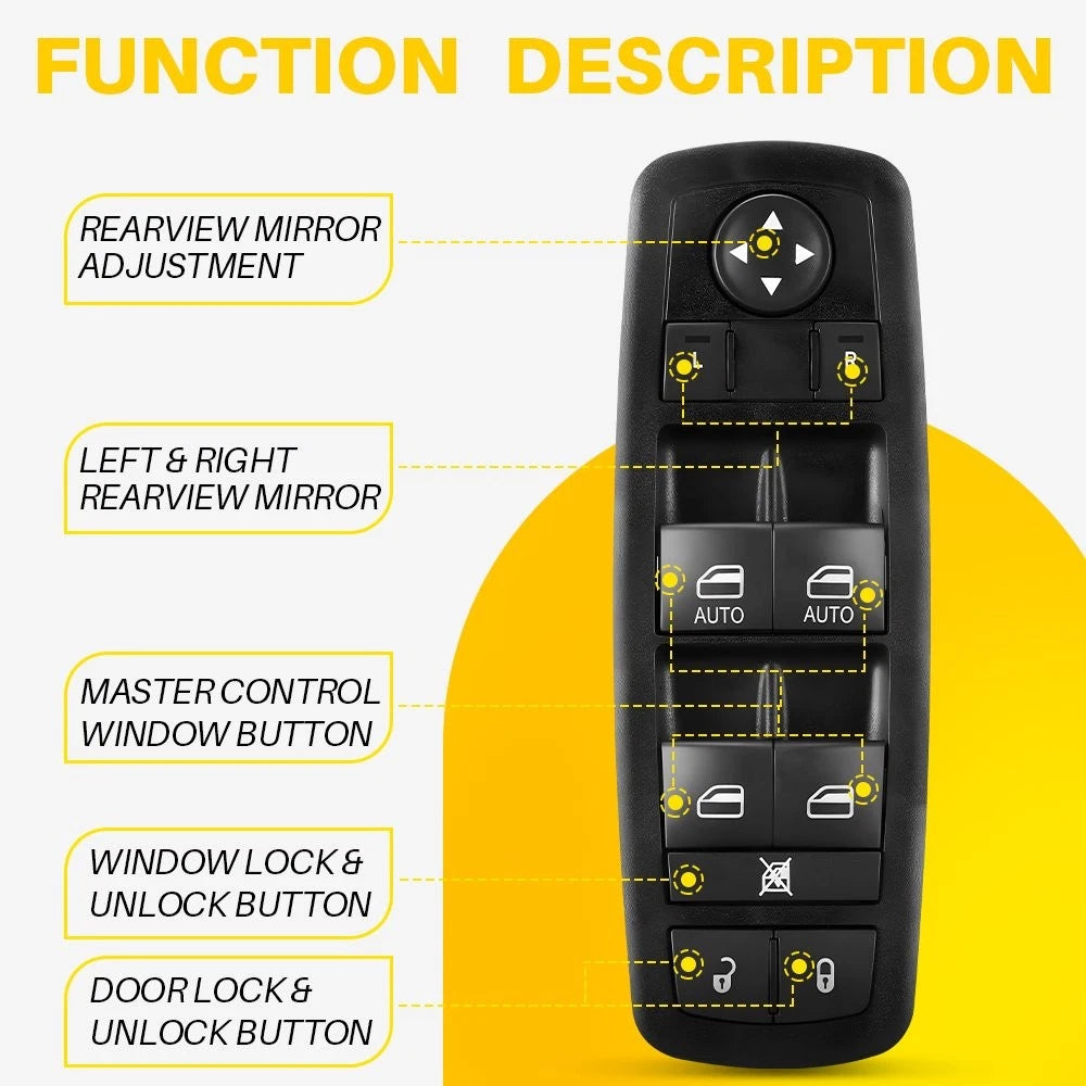 LH Driver Door Window Control Switch 3+9 Pins For Jeep Cherokee 2014 2015-2017 A 6B93BC-57