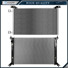 Aluminum Radiator & Condenser Cooling Kit For 2011 2013-2014 GMC Sierra 3500 HD 6B93BC-57