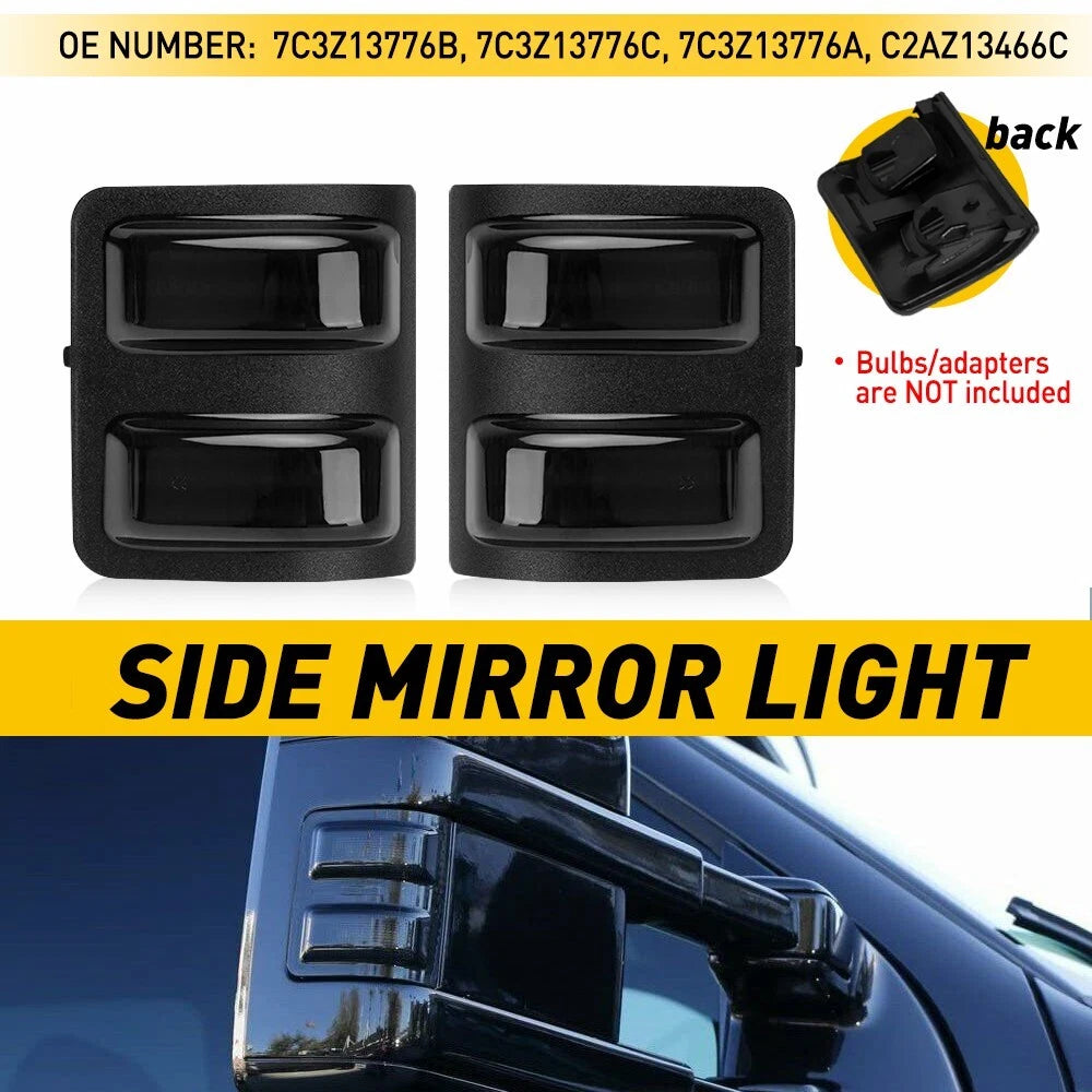 2pcs Smoke Lens Side Mirror Light Cover For 2008-16 Ford F250 F350 Super Duty EA 6B93BC-57