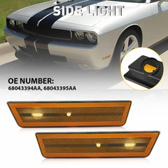 For 2008-2014 Dodge Challenger 2X Amber Lens Front Bumper Side Marker Lights EOA 6B93BC-57