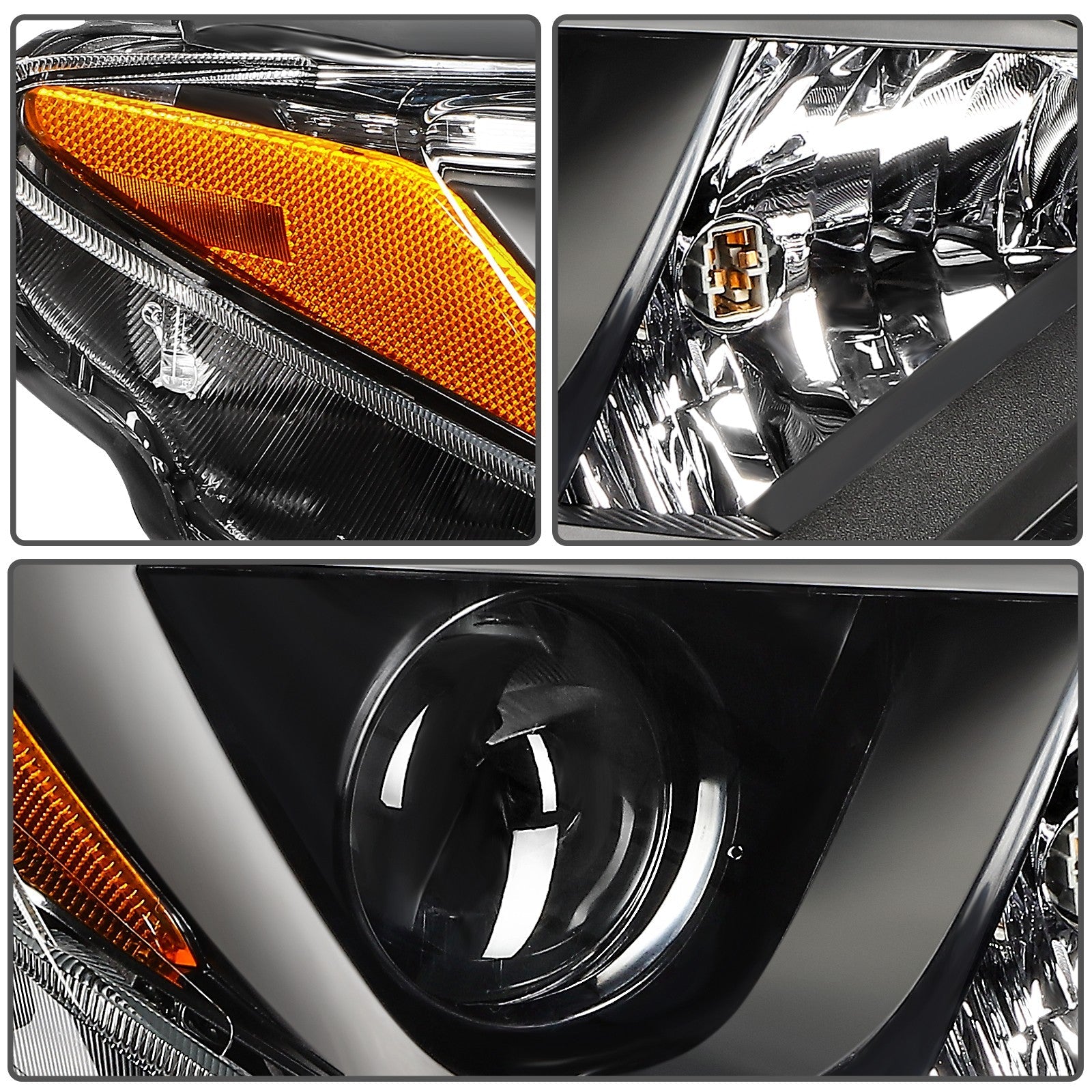Pair Kit Halogen Headlights Assembly For 2016-2018 Toyota RAV4 2.5L Black Amber 6B93BC-57