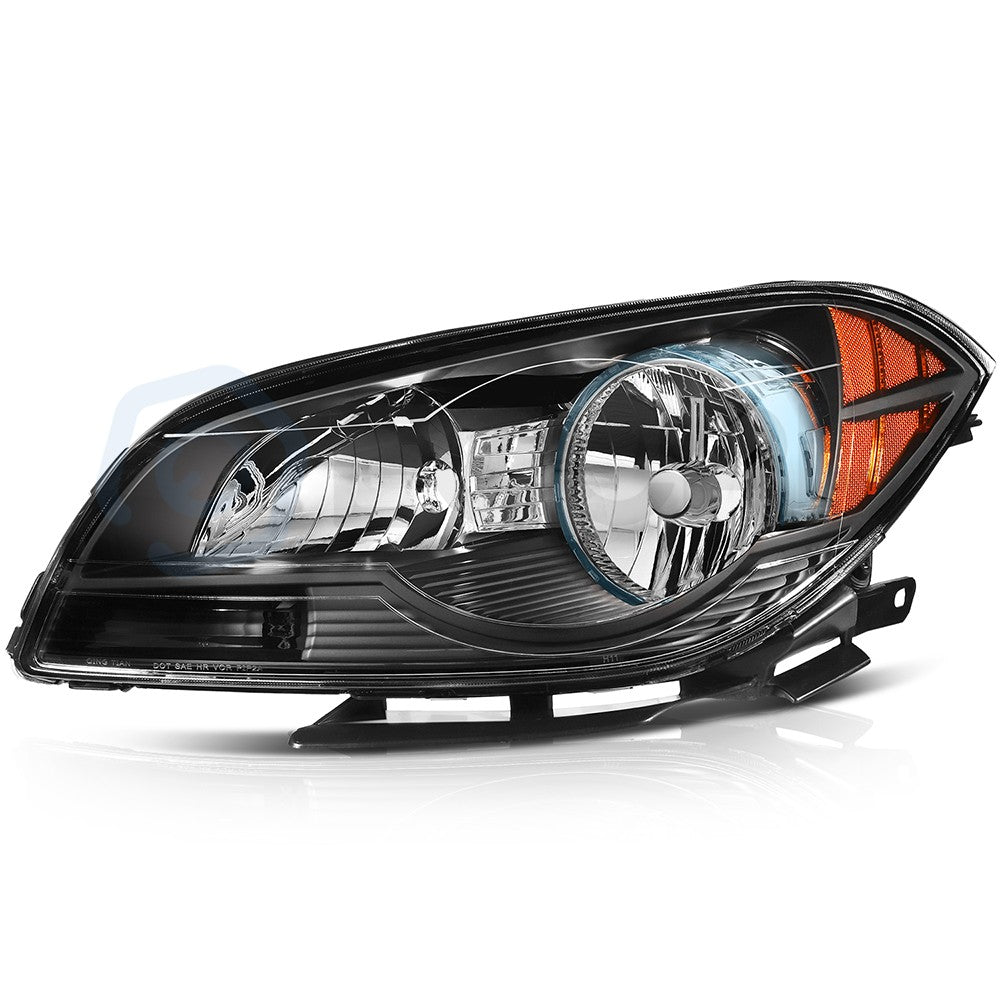 Pair Kit Halogen Headlights Assembly For 2008-2012 Chevrolet Malibu Black Amber 6B93BC-57
