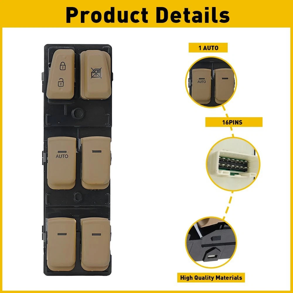 Master Power Window Switch for Sonata Hyundai 2011-2015 Front LH Beige EOA 6B93BC-57