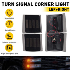 Full 4PC LED Smoked Corner Side Marker Lights For 94-98 Chevy C/K 1500 2500 3500 6B93BC-57