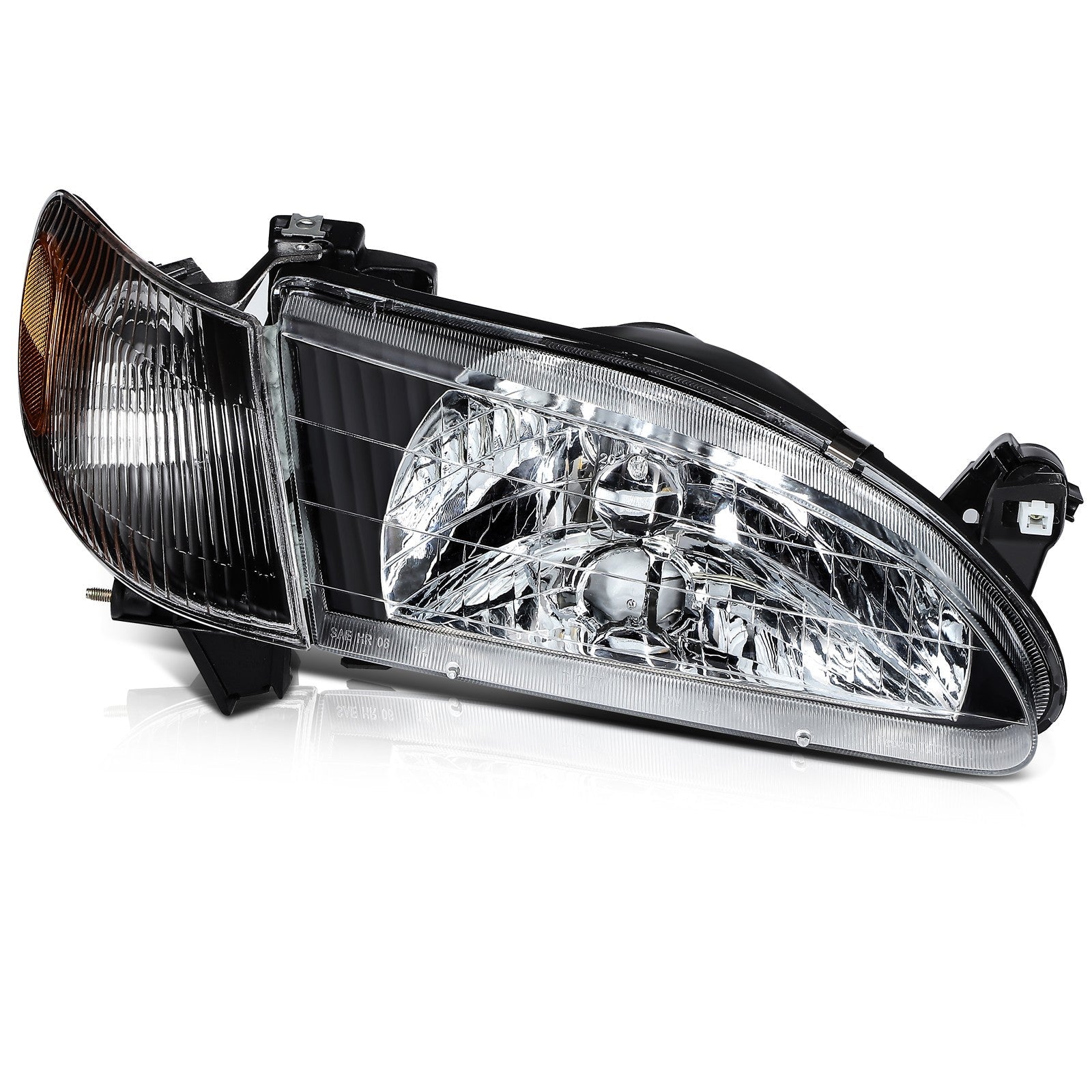 Pair Kit Headlights Assembly For 1998-2000 Toyota For Corolla 1.8L Black Amber 6B93BC-57