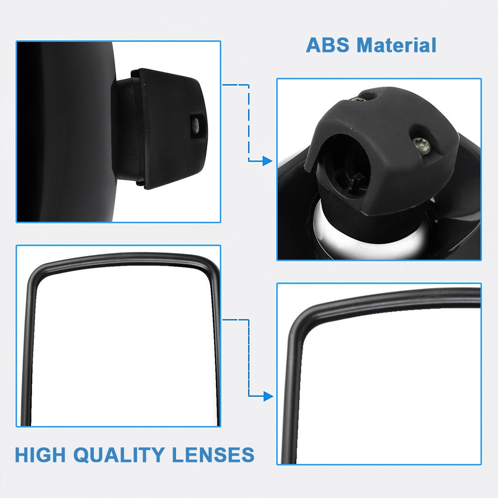 For 03-16 Freightliner Columbia M2 Main Mirror + Wide Angle Mirror Black Heated KOEEP