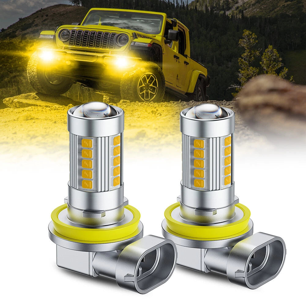 AUXITO Lamp H11 H8 H9 Amber Yellow LED Fog Light DRL Bulbs Super Bright 5000LM A AUXITO