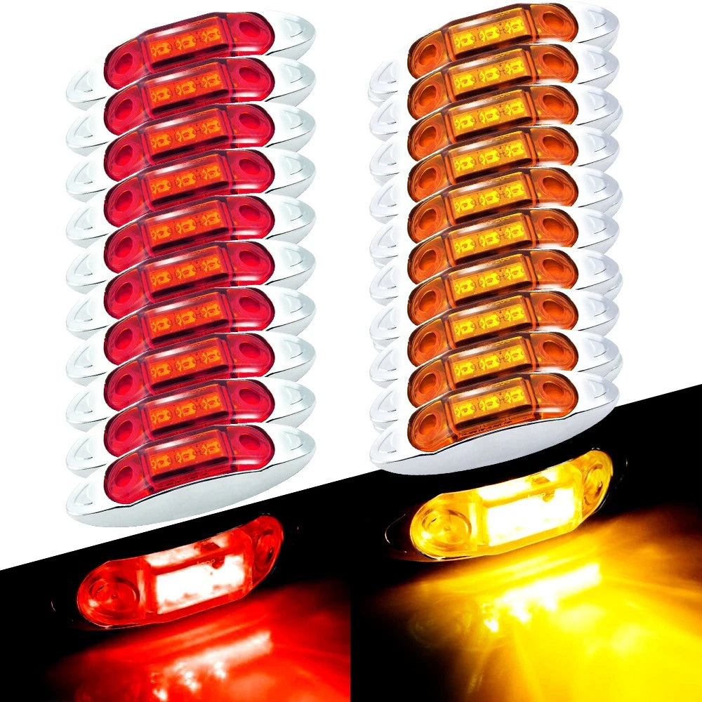10x Red+10X Amber 3-LED Side 4" Marker Lights Truck Clearance Trailer Light 24V 6B93BC-57