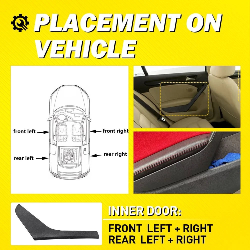 2X Inner Door Panel Handle Pull Trim Cover For VW Golf GTI MK6 2009-13 4-Door EA 6B93BC-57