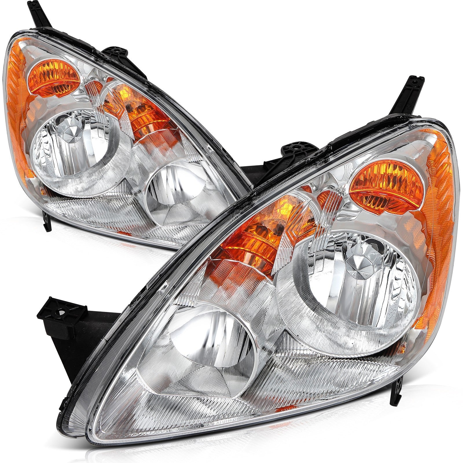 ECCPP Headlights Assembly For Honda CR-V CRV 2.4L 2005-2006 Pair Chrome Amber 6B93BC-57