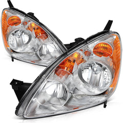 ECCPP Headlights Assembly For Honda CR-V CRV 2.4L 2005-2006 Pair Chrome Amber 6B93BC-57