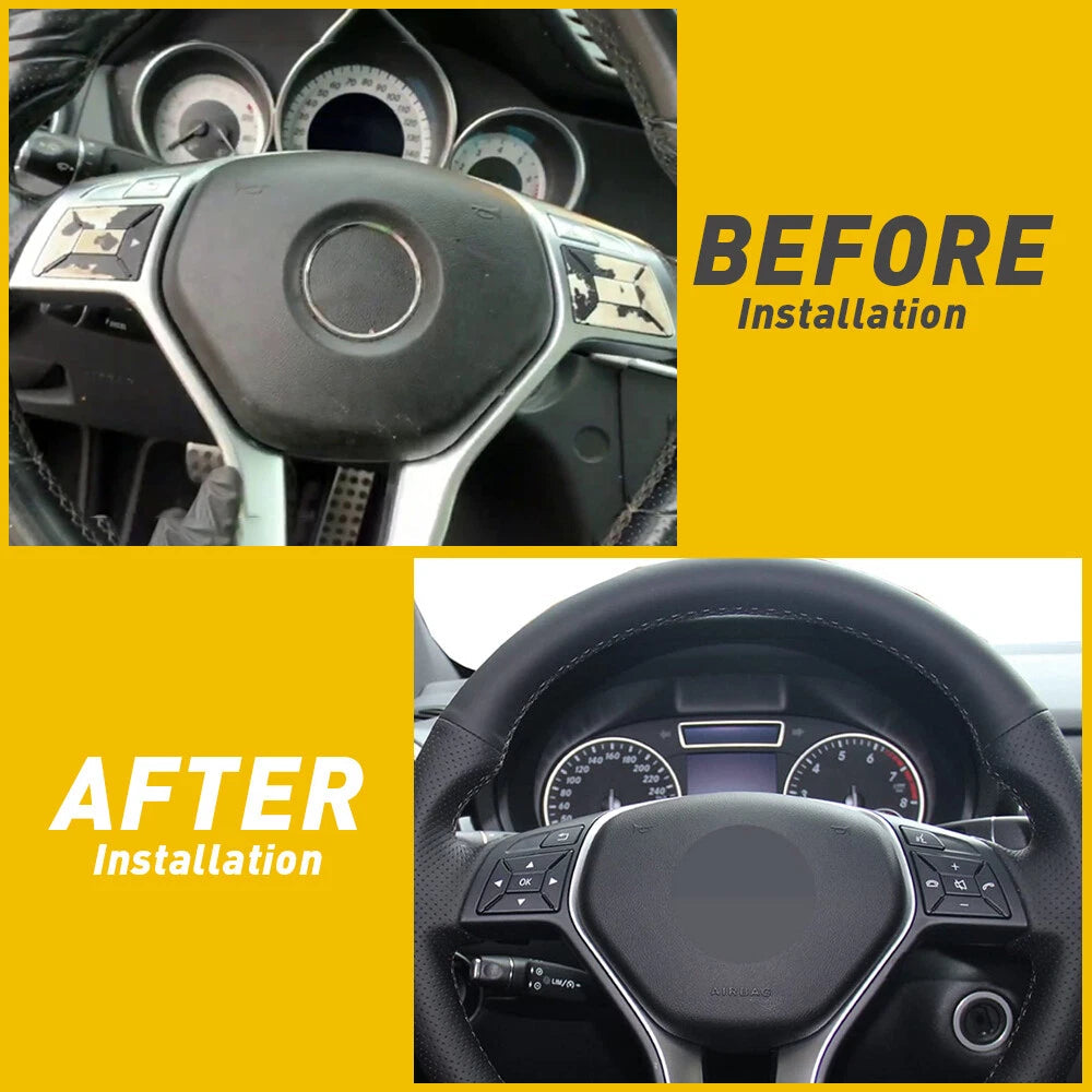 For Mercedes Benz E300 E350 E400 2012-2016 Black Steering Wheel Button Trim EOA 6B93BC-57